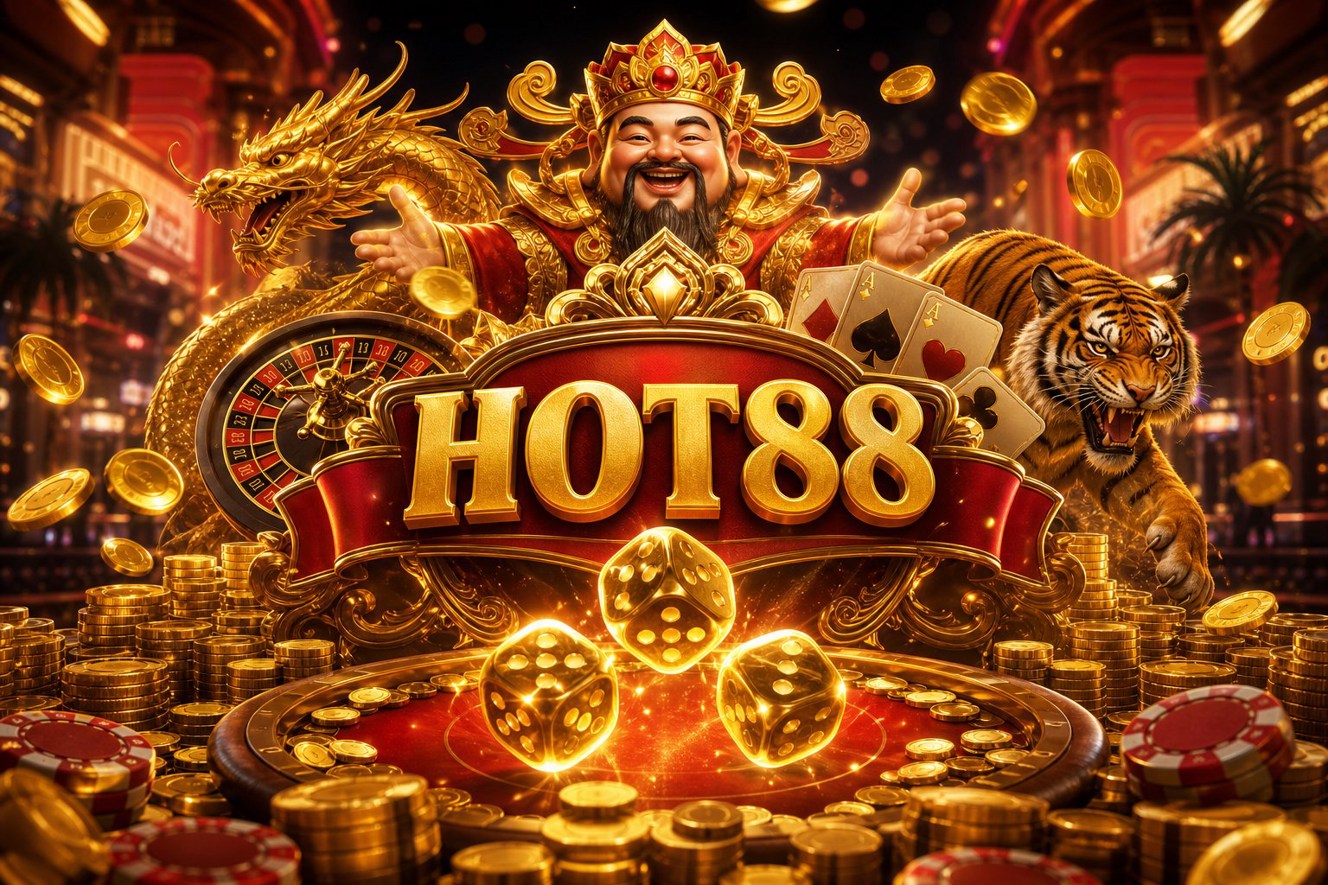 Giao diện trang chủ HOT88 với danh mục trò chơi và phần thưởng điểm danh